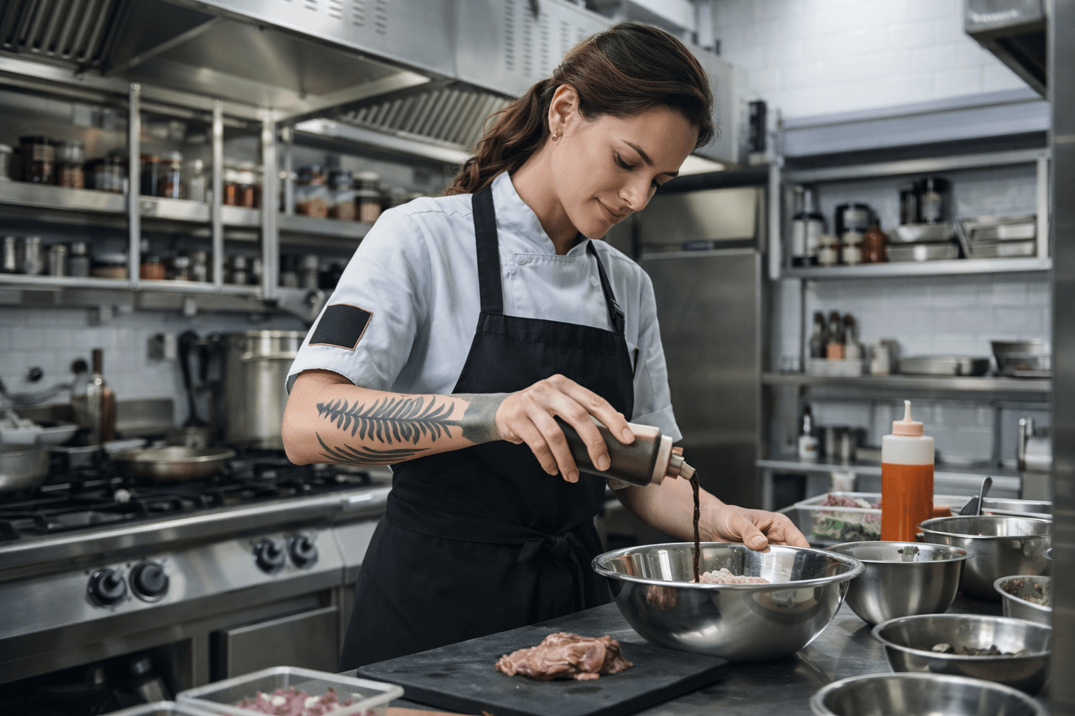 Home cook preparing ingredients in a warm kitchen